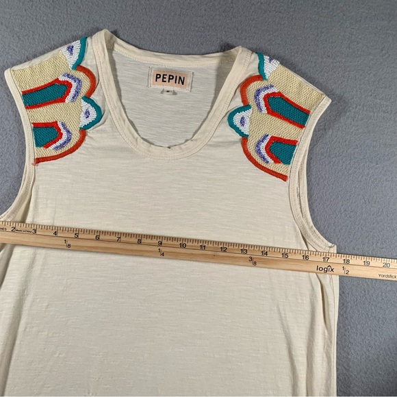 Anthropologie Pepin Embroidered Beaded Tank Top Sleeveless Shirt M - Picture 6 of 6